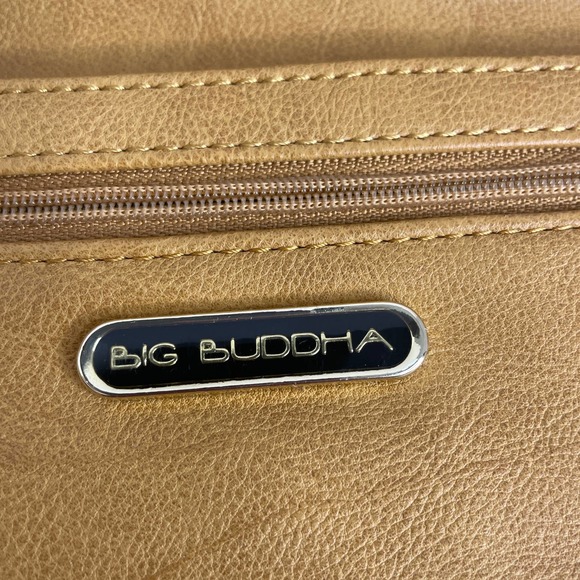 Big Buddha Cognac Brown Tan Studded Wristlet Clutch Large Wallet Purse Bag - Picture 7 of 11